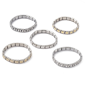Bracelet de tuiles, 304 bracelet extensible perlé rectangle en acier inoxydable pour femme, couleur inox