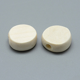 Unfinished Wood Beads, Natural Wooden Beads, Flat Round