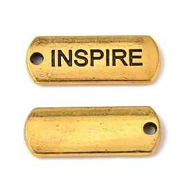Tibetan Style Alloy Rectangle Pendants, Inspirational Message Pendants, with Word Inspire, Cadmium Free & Lead Free