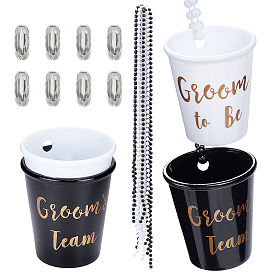 CRASPIRE 8Sets 2 Colors DIY Word Shot Glass Necklace Making Kits, Including Plastic Beaded Chain & Cup Pendants, Metal Button