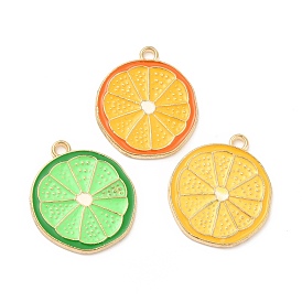 Alloy Enamel Pendants, Light Gold, Grapefruit/Orange/Lemon Slices Charm