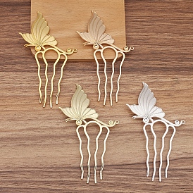 Alloy Hair Comb Findings, Cabochon Settings, Butterfly