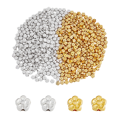 600 шт 2 цвета бусины из сплава тибетского стиля, без свинца и без кадмия, цветок