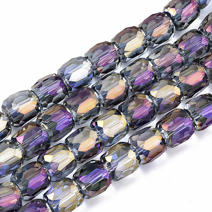 Transparentes perles de verre de galvanoplastie brins, de couleur plaquée ab , facette, colonne