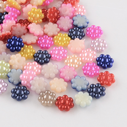 ABS Plastic Imitation Pearl Cabochons, Flower, 9.5x4mm, about 1000pcs/bag