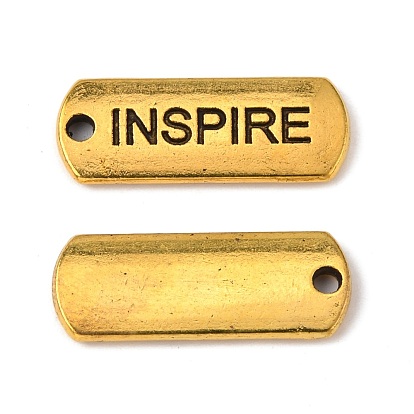 Tibetan Style Alloy Rectangle Pendants, Inspirational Message Pendants, with Word Inspire, Cadmium Free & Lead Free