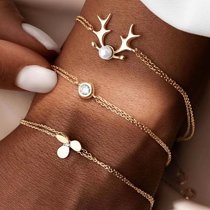 Elegant S925 Sterling Silver Cable Chain Multi-layer Bracelets, S925 Sterling Silver Link Bracelets for Women