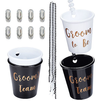 8Sets 2 Colors DIY Word Shot Glass Necklace Making Kits, Including Plastic Beaded Chain & Cup Pendants, Metal Button