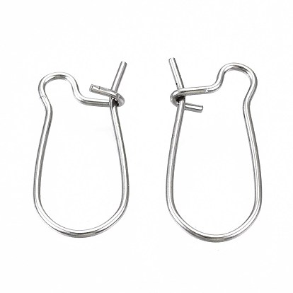 304 Stainless Steel Hoop Earring Findings, Kidney Ear Wire, Rings