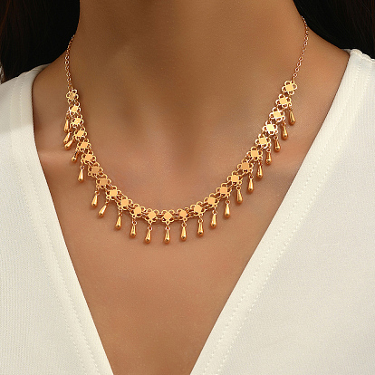 Модные винтажные латунные металлические цепочки-клеверы с каплевидными кисточками для женщин