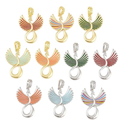 Brass Enamel Pendantss, Peacock Charms, Cadmium Free & Lead Free, Rack Plating, Long-Lasting Plated, Real 18K Gold Plated/Platinum