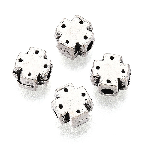 Сплавочные овальные бусины тибетского стиля , крестик