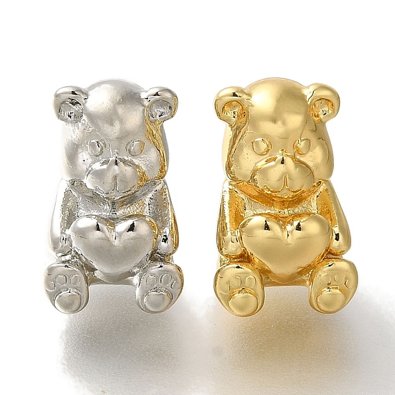 Стойка металлизированный латунь европейский бисер, бусины с большим отверстием, долговечный, медведь