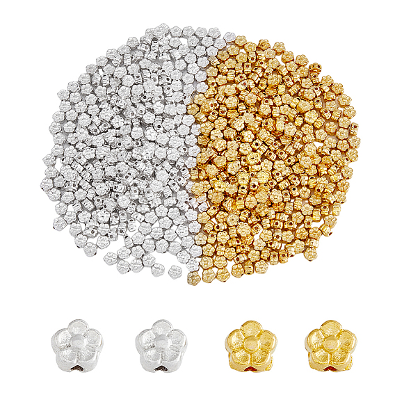 600 шт 2 цвета бусины из сплава тибетского стиля, без свинца и без кадмия, цветок