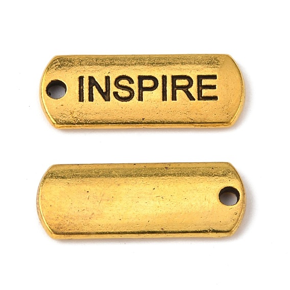 Tibetan Style Alloy Rectangle Pendants, Inspirational Message Pendants, with Word Inspire, Cadmium Free & Lead Free