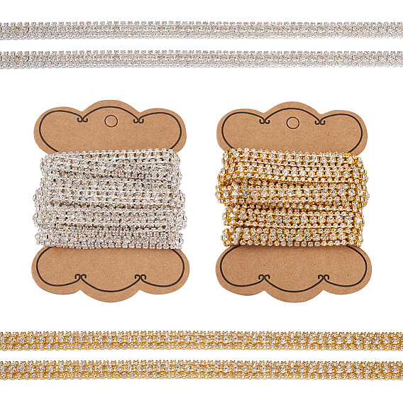 4 ярды 2 цвета стразы чашки цепи, латунные цепочки стразами, с карточной бумагой