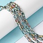 Transparent Electroplate Glass Beads Strands, Half Rainbow Plated, Faceted, Fish