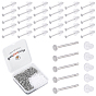 600Pcs 304 Stainless Steel Flat Round Blank Peg Stud Earring Settings, with 600Pcs Ear Nut