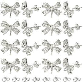 5 пары стоек с покрытием из латуни и кубического циркония, фурнитура для сережек-гвоздиков, без свинца и без кадмия, долговечный, бантом, 20 гайки ушные пластиковые