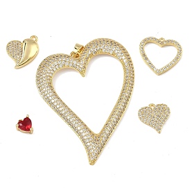 Латунные микро проложить кубического циркония подвески, реальный 18 k позолоченный, сердце прелести