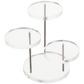 1 ensemble de présentoirs à bijoux ronds en acrylique à plusieurs niveaux, avec supports en fer, présentoir à bagues, pendentifs et boucles d'oreilles