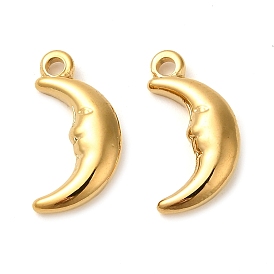 201 Stainless Steel Pendants, Long-Lasting Plated, Moon Charm