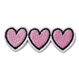 Triple Heart Appliques, Computerized Embroidery Cloth Iron on/Sew on Patches, Costume Accessories