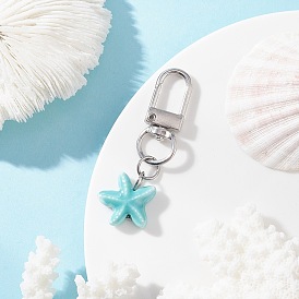 Подвесные украшения в виде морских звезд из фарфора ручной работы, с поворотными застежками сплава