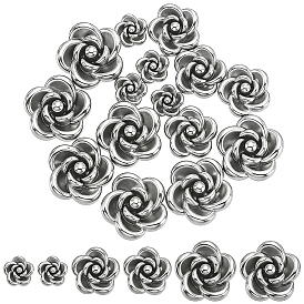 30Stk. 3 Stile 304 Edelstahlperlen, Rose Blume