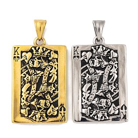 304 Stainless Steel Pendant, Playing Cards, King of Hearts Charm