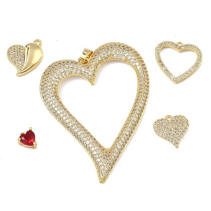 Латунные микро проложить кубического циркония подвески, реальный 18 k позолоченный, сердце прелести