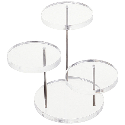 1 ensemble de présentoirs à bijoux ronds en acrylique à plusieurs niveaux, avec supports en fer, présentoir à bagues, pendentifs et boucles d'oreilles