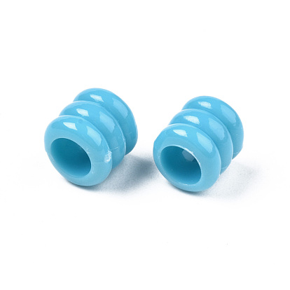 Opaque Acrylic European Beads, Large Hole Groove Beads, Column