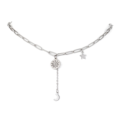 Ожерелья с подвесками «солнце, луна и звезды», с 304 цепями со скрепками из нержавеющей стали