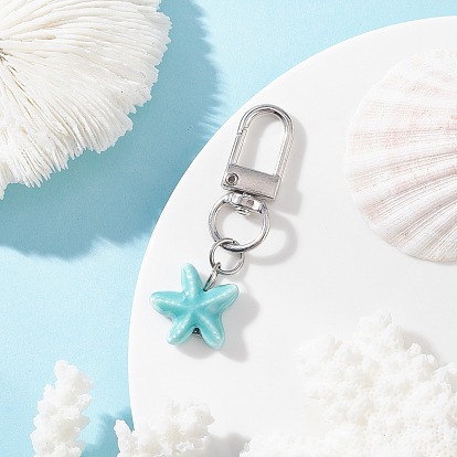 Подвесные украшения в виде морских звезд из фарфора ручной работы, с поворотными застежками сплава