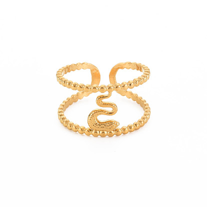304 Stainless Steel Snake Wide Open Cuff Ring for Women