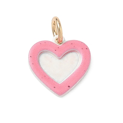 Spray Painted Brass Charms, Heart Charms, Golden