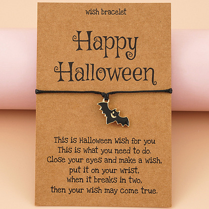 Spooky Skeleton Bat Pendant & Bracelet Set for Halloween Costume Party