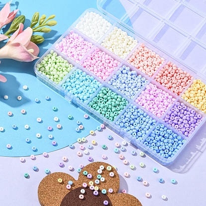 2250Pcs 15 Colors 6/0 Glass Seed Beads, Macaron Color, Round Hole, Round
