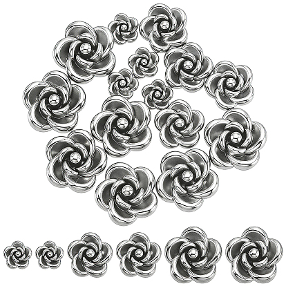 30Stk. 3 Stile 304 Edelstahlperlen, Rose Blume