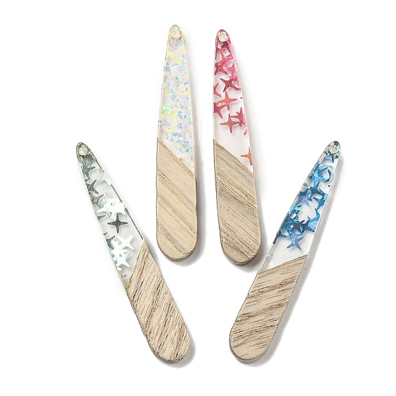 Деревянные подвески, смола и золотая фольга, слеза