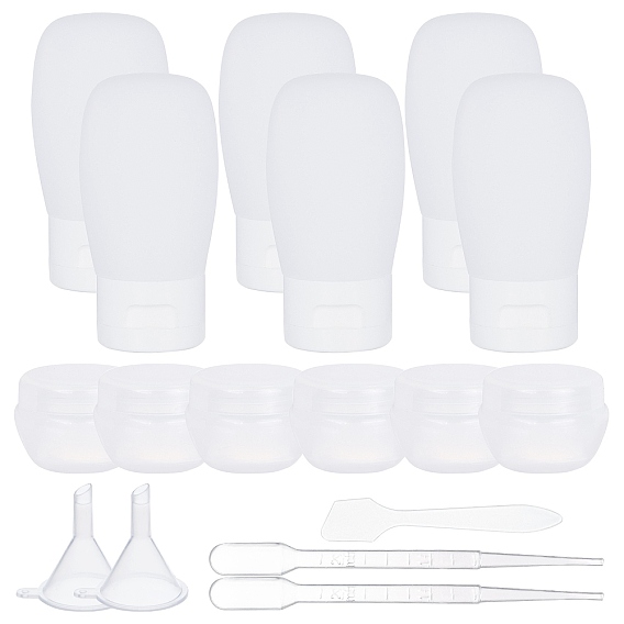 DIY Cosmetics Bottles Sets, with Plastic Squeeze Bottles & Mushroom Cosmetics Cream Jar & Funnel Hopper & Dropper & Stick
