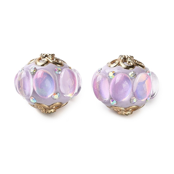 Ручная полимерная глиняная индонезия бисер, рондель, с сердечником из сплава и смоляными стразами