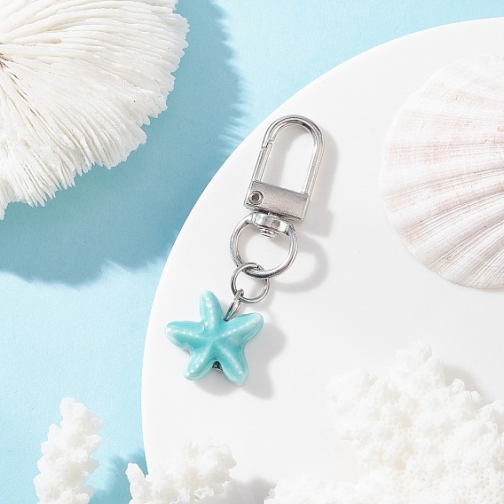 Подвесные украшения в виде морских звезд из фарфора ручной работы, с поворотными застежками сплава