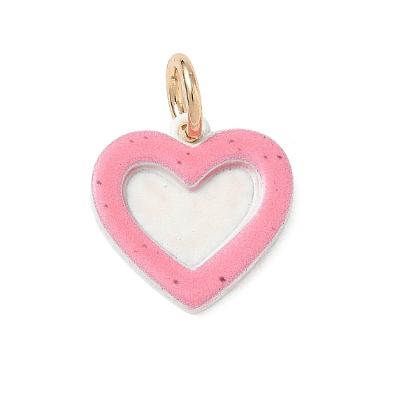 Spray Painted Brass Charms, Heart Charms, Golden