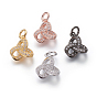 Brass Micro Pave Cubic Zirconia Charms, Lead Free & Cadmium Free, Clear, Trinity Knot/Triquetra, Irish