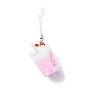 PVC Plastic Strawberry Ice Cream Cup Pendant Decorations, Imitation Food, for Backpack, Keychain Decor, with Rabbit Pattern