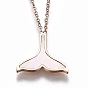 304 Stainless Steel Pendant Necklaces, with Natural Shell, Fishtail