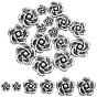 30Pcs 3 Styles 304 Stainless Steel Beads, Rose Flower