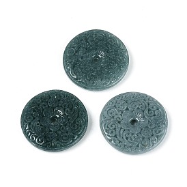 Подвески из натурального бирманского нефрита., пончик с цветочными подвесками